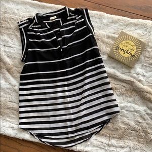 Antilia Femme Black & White Striped Sheer Top